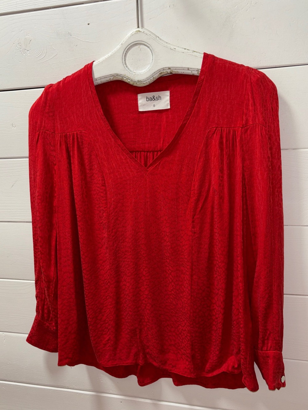 ba&sh Red Tonal Pattern Blouse – Size 4 - Picture 7 of 11